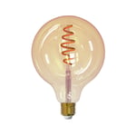Airam Airam Smarte Hjem Filament LED globe lyspære amber, 125MM, spiral E27, 6W