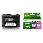 Epson WorkForce WF-4820 All-in-One Wireless Colour Printer with Scanner, Copier, Fax, Ethernet, Wi-Fi Direct and ADF, Black & LIFOR 304 Ink Cartridges Combo Pack 304 XL Black and Colour Remanufactured
