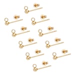 UNICRAFTALE 100pcs(50 Pairs) Ball Stud Earring with Loop Stainless Steel Stud Earrings 0.8mm Pin Golden Ball Ear Studs Components with Earring Backs Jewelry Findings for Earring Making