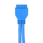 (blue)Double USB Baffle Cable 19 Pin To Dual Port A Female Extension Rear Panel