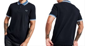 Fred Perry Men's Navy Contrast Twin Tipped Polo Size UK M 38" Chest M4567
