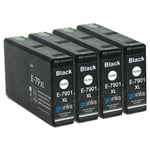 4 Black XL Ink Cartridges to replace Epson T7901 (79XL) non-OEM / Compatible