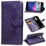 Kihying Leather Phone Case for LG K8 2017 / LG LV3 Case Cover Flip Wallet Stand and Card Slots (Purple - SD09)