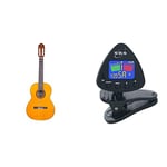 Yamaha CS40II Classical Guitar for Learners, 3/4 Size - Traditional Western Body - Natural & ENO 20537 Clip on Guitar Tuner Clip on Ukulele Tuner Bass Tuner Violin Tuner Chromatic Tuner