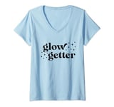 Womens Glow Getter Esthetician Facialist Glowing Skincare V-Neck T-Shirt