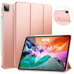 ZtotopCases Case for New iPad Pro 12.9 2020 Release(4th Gen)/2021 (5th Gen), Slim Lightweight Trifold Stand Smart Folio Case Hard Cover with Auto Sleep/Wake for iPad Pro 12.9 Inch 2020/2021 - Rose