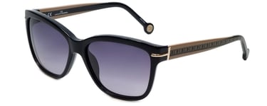 Carolina Herrera Designer Sunglasses SHE575-0700 Black Gold Grey New Authentic