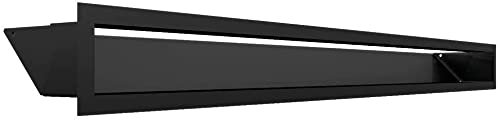 Grille de Ventilation KRATKI AIR | Grille d'air Chaud 9 x 100 cm | Noir | Grille d'extraction pour Ventilation de cheminée | Prise d'air à Un Angle de 45 degrés | résistant à la surchauffe