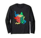 Rubik Paint Splatter Cube Kids Men Women Long Sleeve T-Shirt