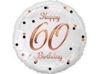 GoDan Foil balloon B&C Happy 60 Birthday white, rose gold print 18 Godan
