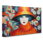 Art Deco Woman Canvas Print for Living Room Bedroom Home Office Décor, Wall Art Picture Ready to Hang, 30x20 Inch (76x50 cm)