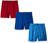 Nautica Men's Cotton Woven 3 Pack Boxer Shorts, Sea Cobalt Red/Lobster Aero Blue, M (Pack of 3)