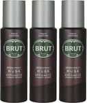 Brut Deodorant Body Spray Musk Long Duree 200ml THREE PACK 