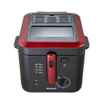 BRANDT Friteuse FRI25R2 - Friteuse -Dimensions 237X322X342 - Jusqu'à 1kg de frites - Thermostat réglable de 130° à 190° - 2,5L - 1600W - Acier inoxydable, Rouge et Noir