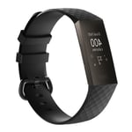 Fitbit Charge 3 flexibelt och mjukt klock armband av silikon med klassiskt lås, storlek L - Svart