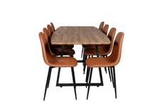 Venture Design Inca & Polar matgrupp Natur/brun 8 st stolar & bord 160 x 85 cm