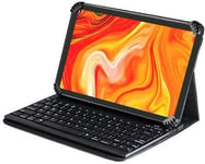 Navitech Folding Leather Folio Case & Stand With Bluetooth Keyboard Compatible With Lenovo Tab M7 7 " Tablet