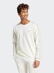 adidas Sportswear Men's 3 Stripe Crew Sweatshirt - Off White, Off White, Size S, Men