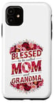 Coque pour iPhone 11 Citation florale Blessed to be called Mom and Grandma Red Roses
