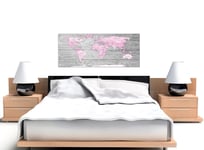 Large Pink Grey Map of World Atlas Canvas Wall Art Print � 120cm Wide - 1302