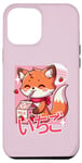 iPhone 15 Plus Cute Retro Japanese Kawaii Anime Fox Strawberry Milk Shake Case