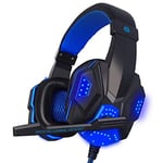 New Professional Gaming Headsets Big Headphones With Light Mic Stereo Earphones Deep Bass For PC Computer Gamer Laptop PS4 Xbox France blue