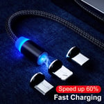 Magnetic 1m Cable Type C Micro Usb Fast Data Sync Charging Charg Silver Android Head