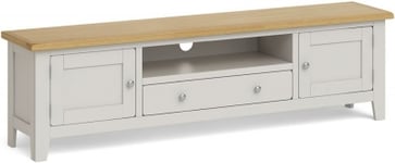 Cross Country Grey and Oak Extra Large TV Unit, 180cm with Storage for Television Upto 65in Plasma