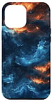 Coque pour iPhone 14 Pro Max Art fluide abstrait vagues flammes bleues