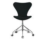 Fritz Hansen - 3117 Sjuan - Helklädd, Tyg, Tonus 128 - Skrivbordsstolar - Arne Jacobsen - Svart