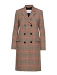 Calvin Klein Fitted Double Breasted Coat Yllerock Rock Brun [Color: HERITAGE CHECK ][Sex: Women ][Sizes: 36,40 ]