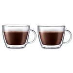 Bodum Bistro Double Wall Cafe Latte Cup, Borosilicate Glass - 0.45 L/15 oz, Transparent, Pack of 2