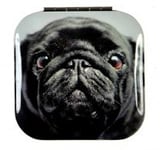 Homestreet Pug Mirror, Compact Mirror, 4 Designs to choose from double sided with a normal and one magnifying mirror. (four)