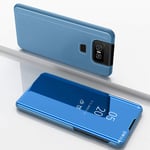 Hülle® Plating Flip Mirror Case for Asus Zenfone 6 ZS630K/Asus Zenfone 6z/Asus Zenfone 6 2019/Asus 6z (Sky Blue)