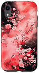 Coque pour iPhone XR Art Japonais Rose Magenta Rouge Fleurs De Cerisier Nature Art