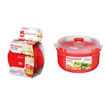 Sistema Microwave Egg Cooker Easy Eggs | Egg Poacher with Steam Release Vent | 270 ml | BPA-Free | Red & Microwave Round Bowl | Microwave Food Container | 915 ml | BPA-Free | Red/Clear