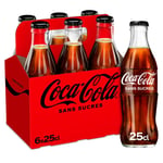 Soda Sans Sucres Coca-cola - Le Pack De 6 Bouteilles En Verre De 25cl