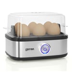 OSTBA Rapid Egg Boiler, 400W Compact Egg Cooker Multi-Functional, 6-Eggs Easy to Peel, Soft, Medium, Hard Boiled, Poacher, Omelet Maker, Steamer, Buzzer, Indicator light, Stainless Steel