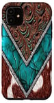 iPhone 11 Western Cowhide Turquoise and Brown Animal Print Phone Case