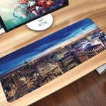 Mouse pad large Mouse Pad Gaming City Empire State and Skyscrapers of Midtown Manhattan New York Aerial View at Dusk Tan Navy Blue Aqua Non-Slip Rubber Base Computer Mousepad for Office and Home60x35