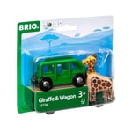 BRIO World Safari Giraffe & Wagon for Children Age 3 Years Up - Compatible with All Railway Train Sets & Accessories