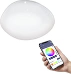 EGLO connect.z Plafonnier LED connecté Sileras-Z, lampe de plafond ZigBee, luminaire ciel étoilé contrôlable par appli et commande vocale, blanc chaud - froid, RGB, dimmable, Ø 43 cm