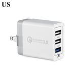 30w Qc 3.0 Usb Wall Charger 3 Port Fast Quick Charge Adapter Us