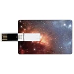 4G USB Flash Drives Credit Card Shape Space Decorations Memory Stick Bank Card Style Detailed Image of Nebula Cloud Gas and Star Dust Universe Astronomy Print,Burnt Orange Blue Waterproof Pen Thumb L