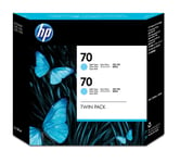 HP 70 2-pack 130-ml Light Cyan DesignJet Ink Cartridges blekkpatron 2 stykker Original Lys cyan