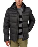 Tommy Hilfiger Men's Classic Hooded Puffer Jacket Down Alternative Outerwear Coat, Heather Charcoal, S