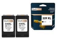 QUALITONER - x2 Cartouches compatibles pour HP 339 XL 339XL (C8767EE) compatibles HP HP DeskJet 5700 5740 5745 5900 5940 5943 5950 6500 6520 6540 654