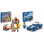 LEGO City Fire Station and Fire Engine Learning Toys for Kids 4 Plus Years Old Boys & Girls & 60312 City Police Car Toy for Kids 5 plus Years Old with Officer Minifigure, Small Gift Idea