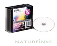 10 Genuine TDK Inkjet Printable Blank DVD+R 16x 4.7GB discs Jewel case