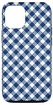 Coque pour iPhone 15 Pro Carreaux carrés vichy bleu à carreaux